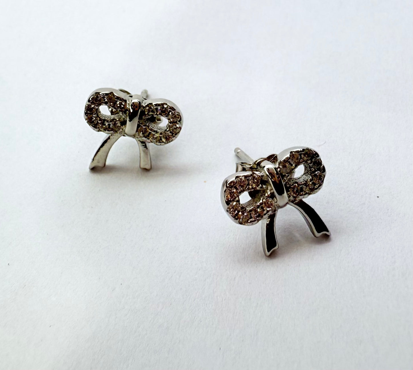 92.5% Sterling Silver Bow Stud Earrings