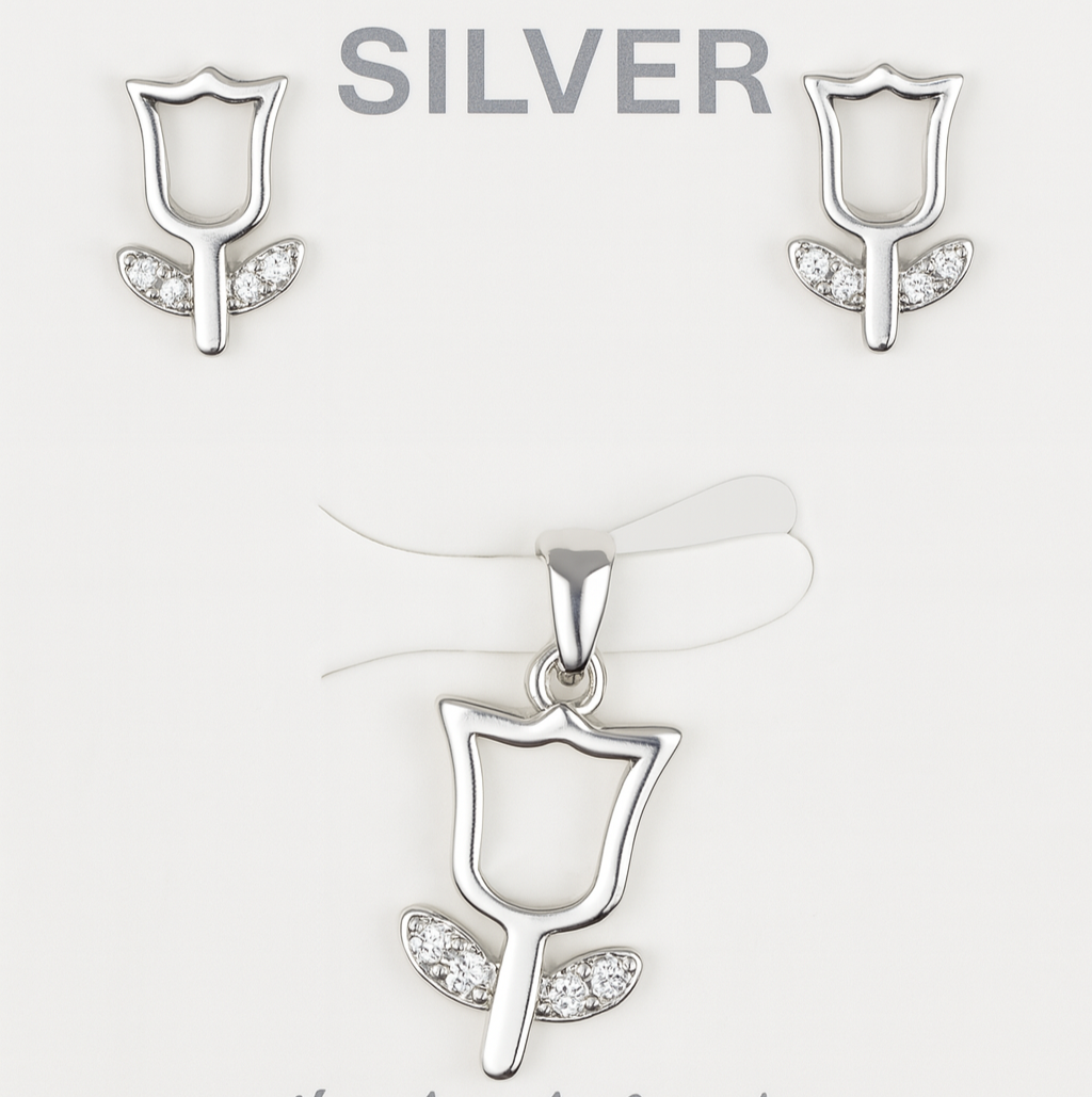 Rosebud Shine 92.5% Sterling Silver Set
