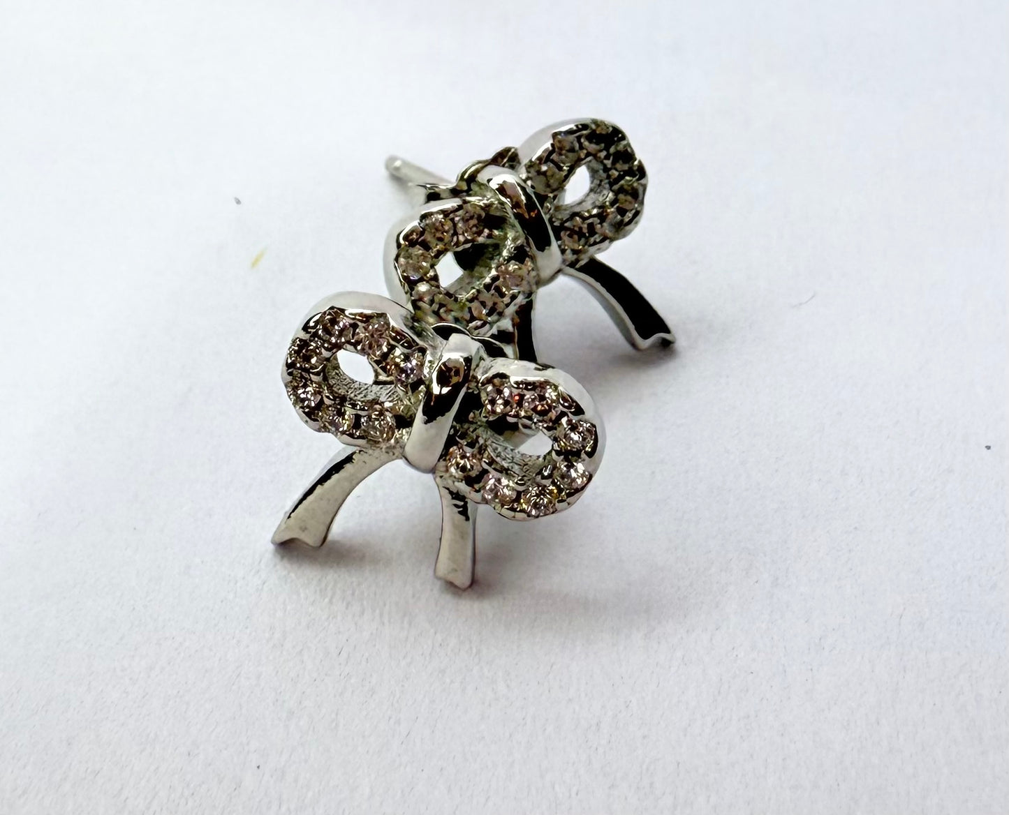 92.5% Sterling Silver Bow Stud Earrings