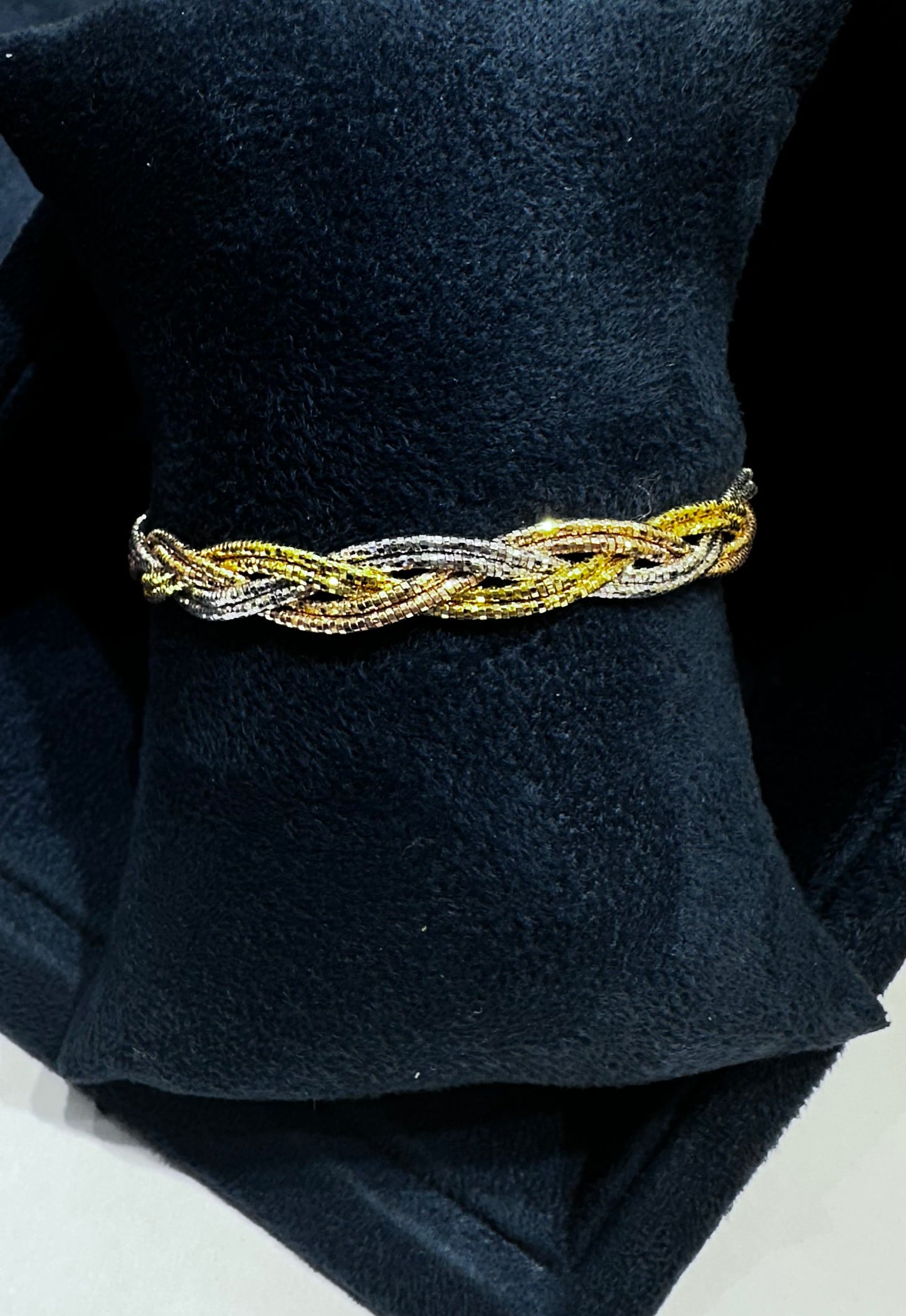 Arabian 92.5% silver Tri-Tone Braided Chain Bracelet