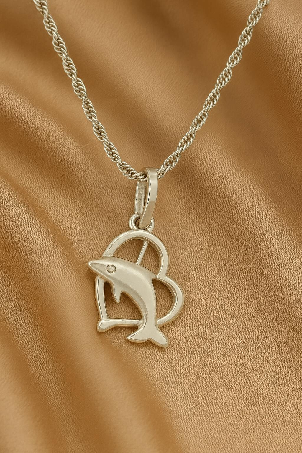 Dolphin Heart 925 Sterling Silver Pendant