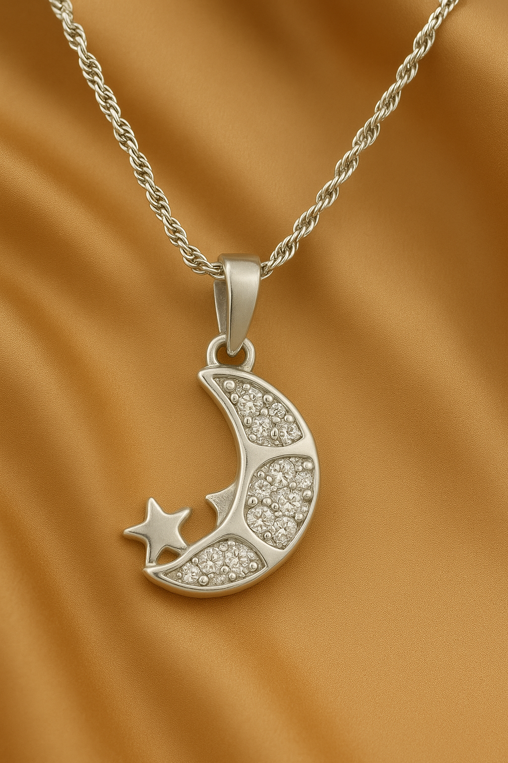 925 Sterling Silver Moon & Star Pendant