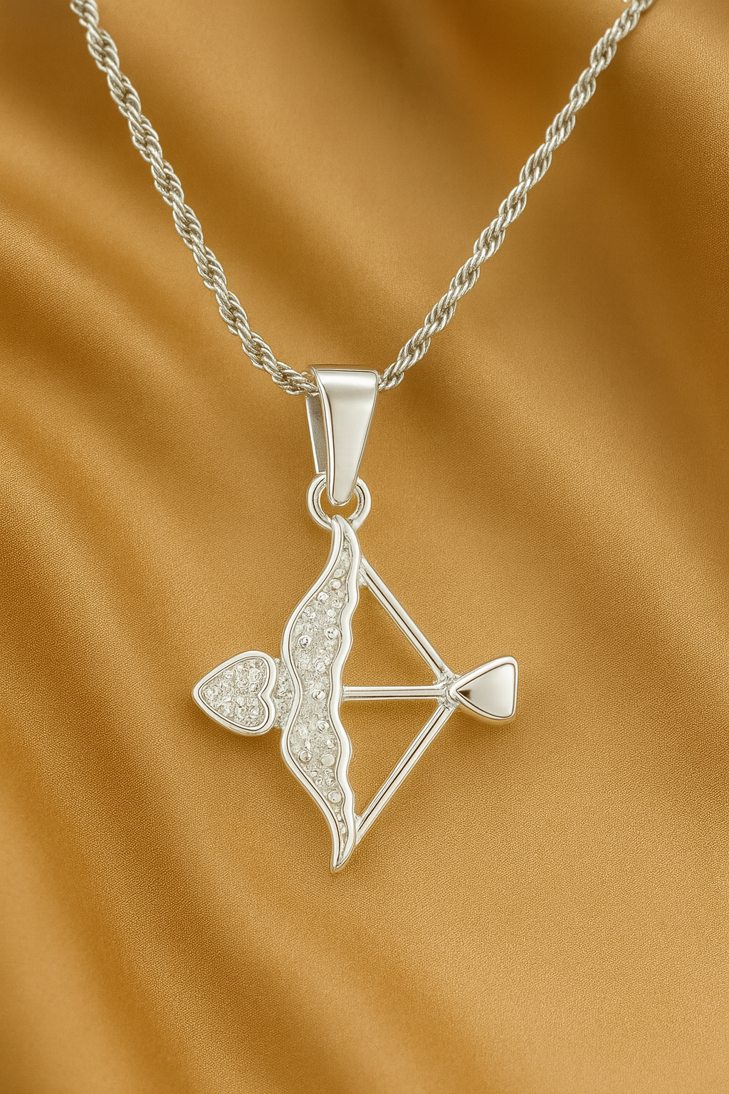 Heart Aim 925 Sterling Silver Bow & Arrow Pendant