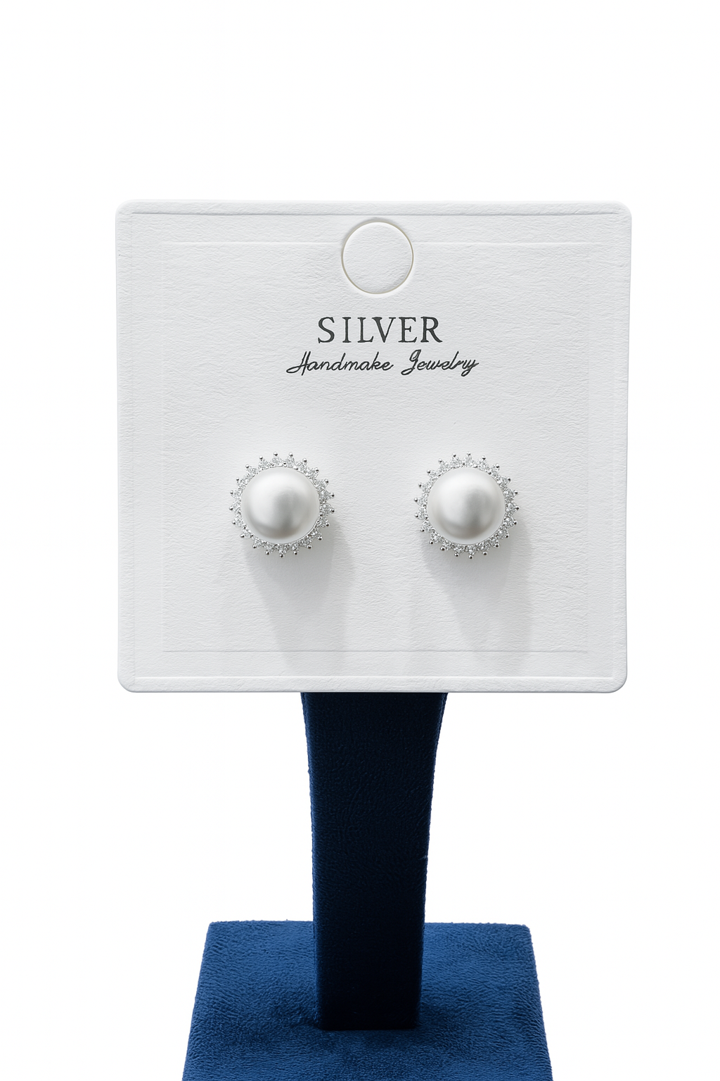 Classic Halo Pearl Stud 92.5% silver Earrings