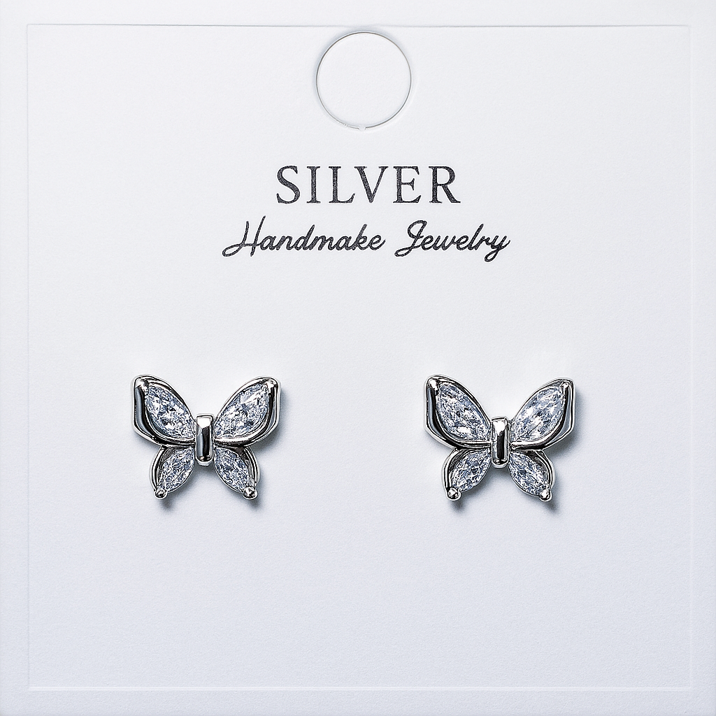 Crystal Butterfly Stud 92.5% silver Earrings