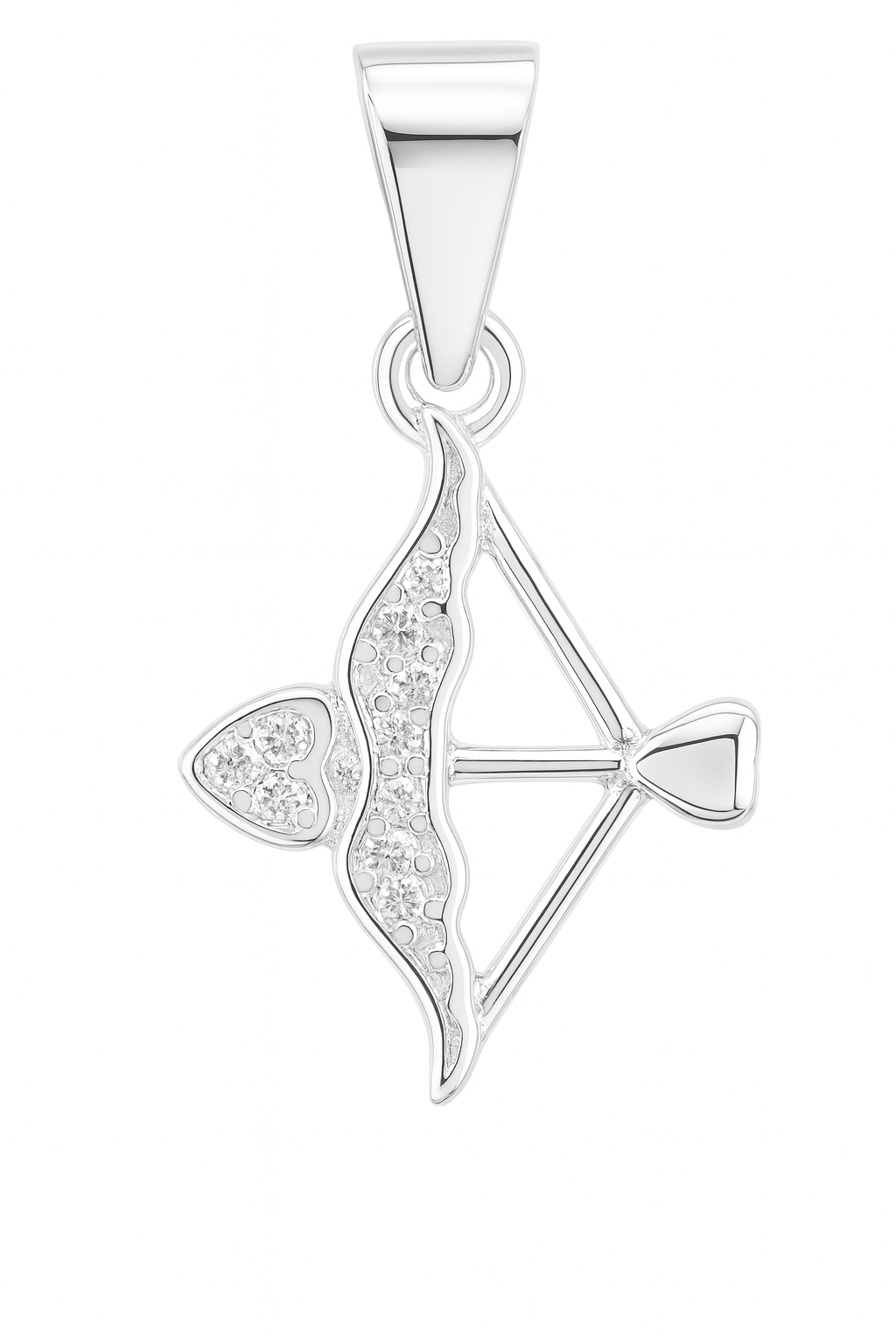 Heart Aim 925 Sterling Silver Bow & Arrow Pendant