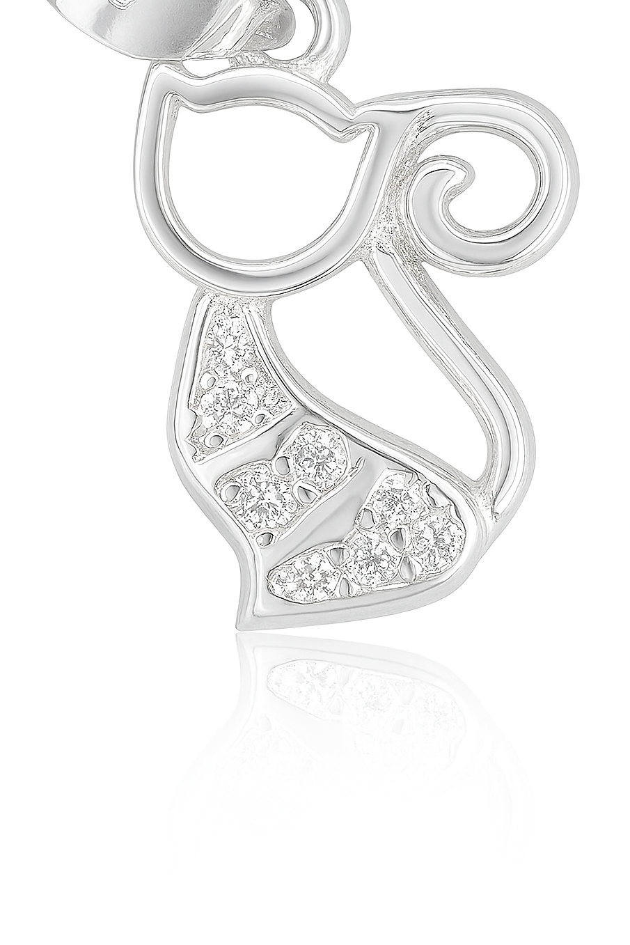 Sparkling Sterling 92.5% Silver Cat Charm Pendant