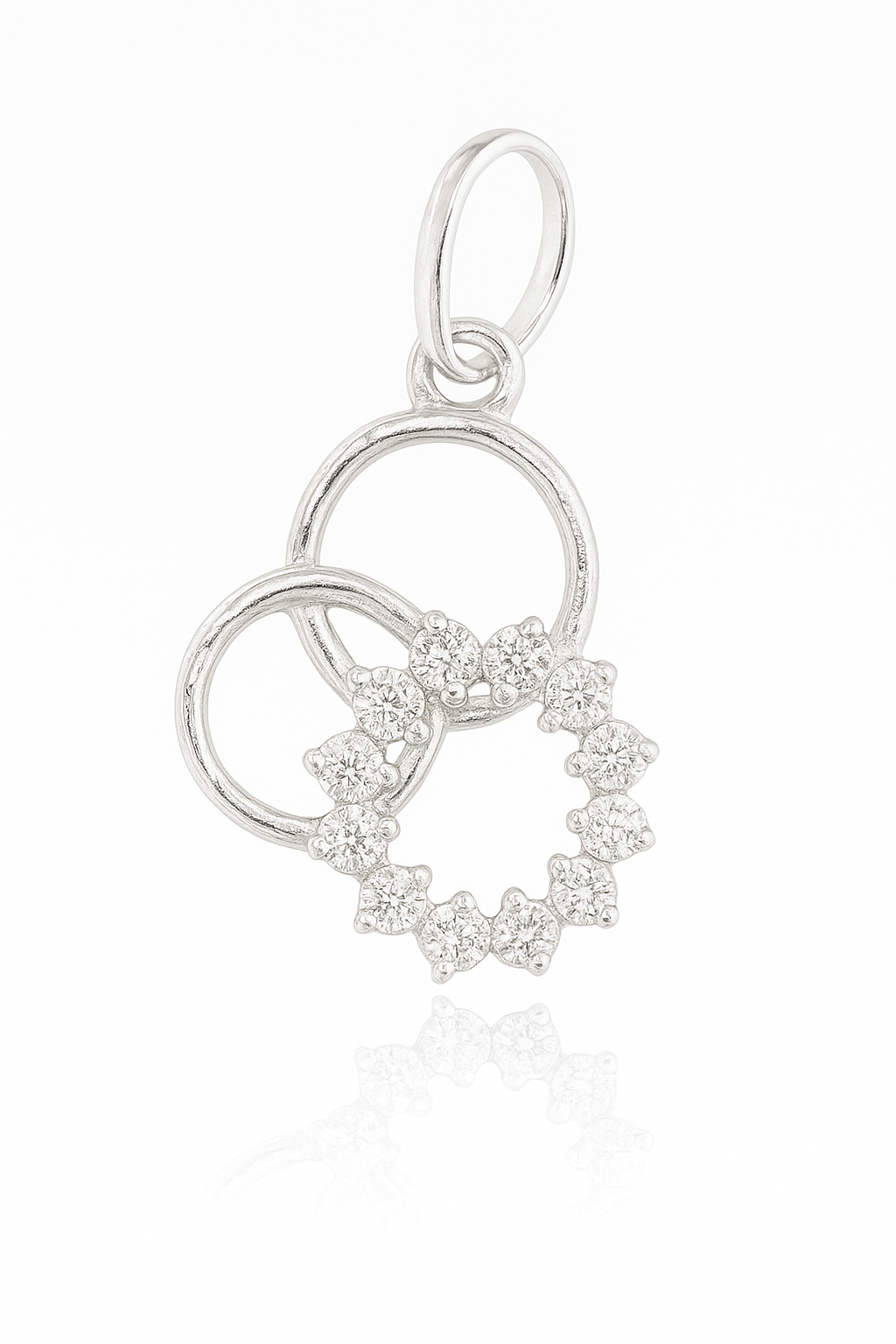 Sterling 92.5% Silver Interlinked Circle Pendant with CZ Halo