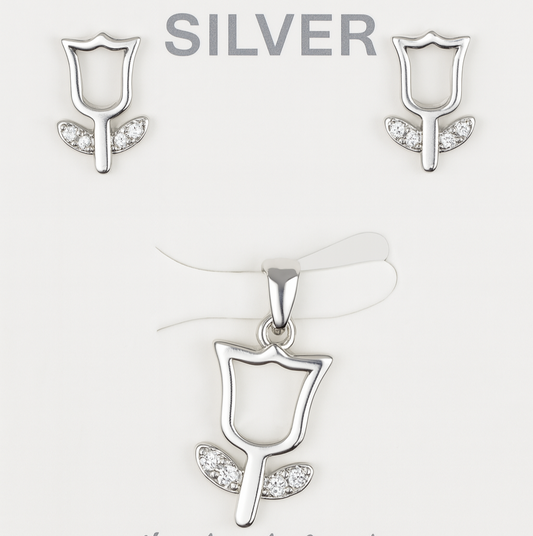 Rosebud Shine 92.5% Sterling Silver Set