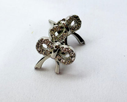 92.5% Sterling Silver Bow Stud Earrings