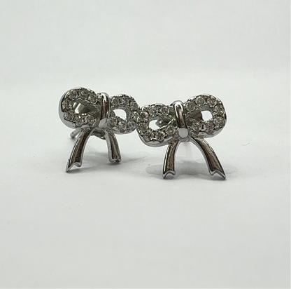 92.5% Sterling Silver Bow Stud Earrings
