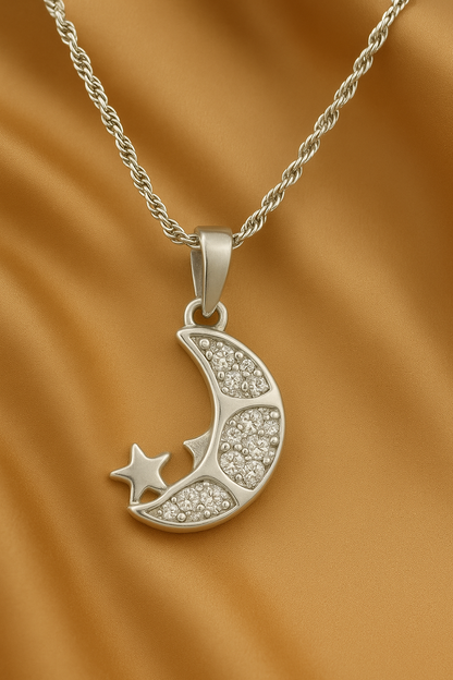 925 Sterling Silver Moon & Star Pendant