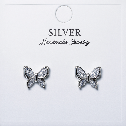 Crystal Butterfly Stud 92.5% silver Earrings