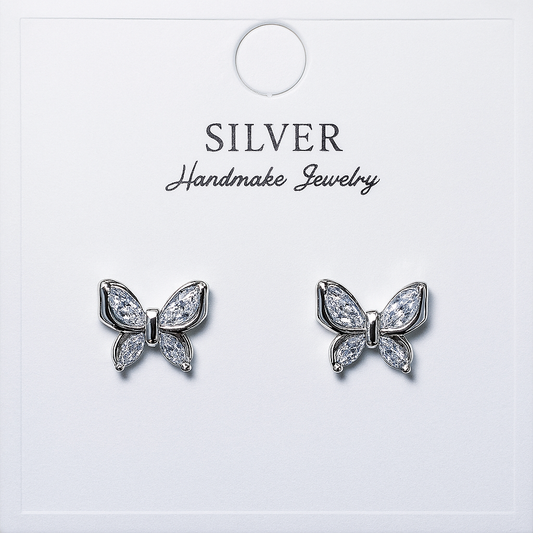 Crystal Butterfly Stud 92.5% silver Earrings
