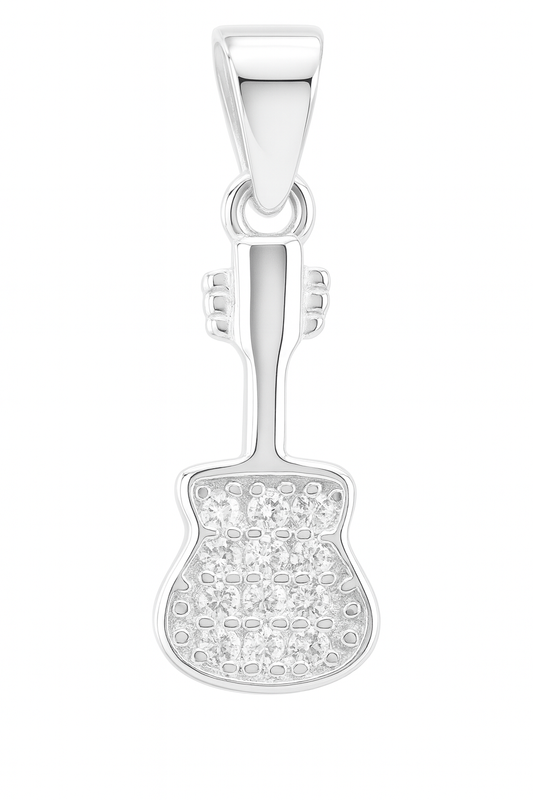 Melody Strings 925 Sterling Silver Guitar Pendant