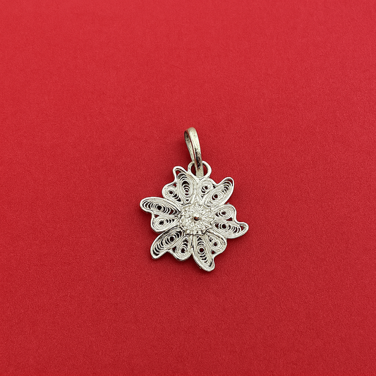 60% Silver Floral Filigree Pendant