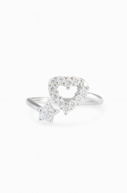 Heart & Star 92.5% Sterling Silver Ring