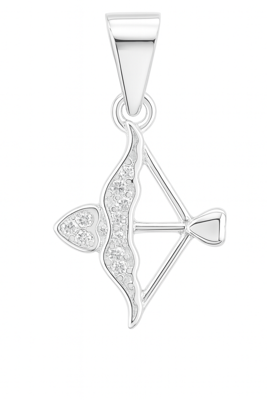 Heart Aim 925 Sterling Silver Bow & Arrow Pendant