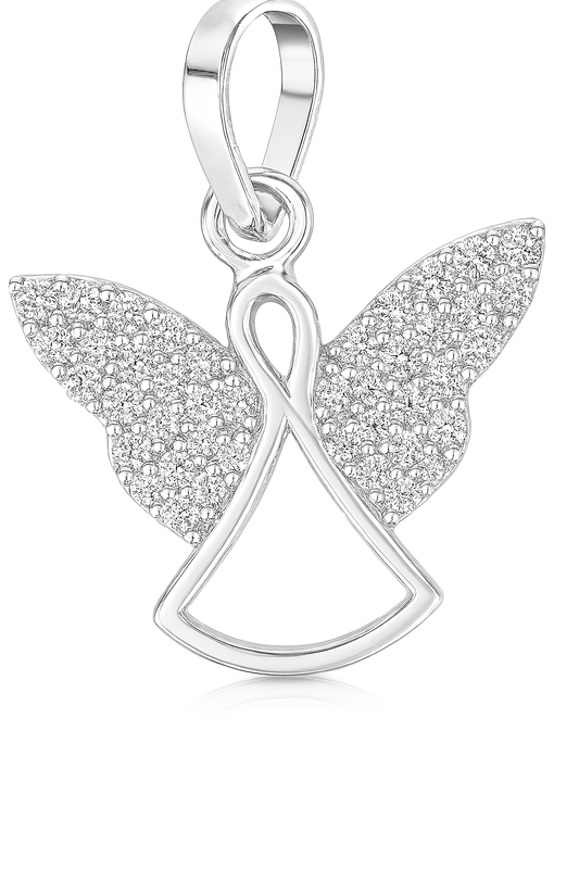 Radiant Sterling 92.5% Silver Angel Wing Pendant