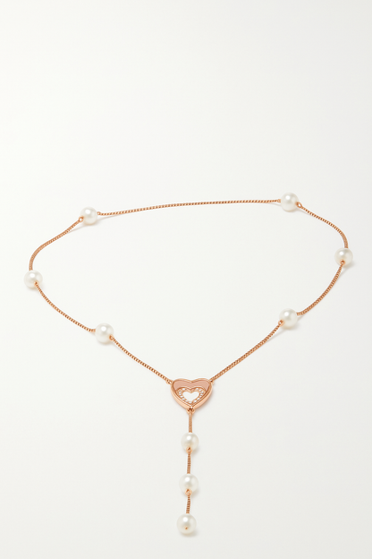 Double Heart Rose Gold color Sterling 92.5% Silver Necklace