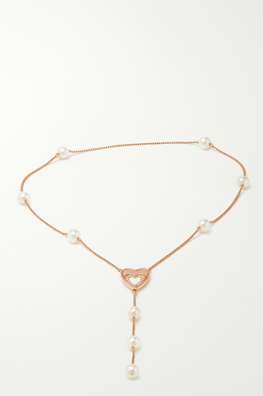 Double Heart Rose Gold color Sterling 92.5% Silver Necklace