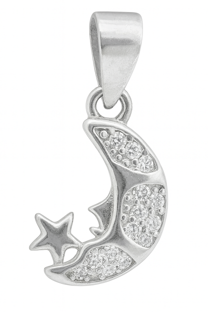 925 Sterling Silver Moon & Star Pendant