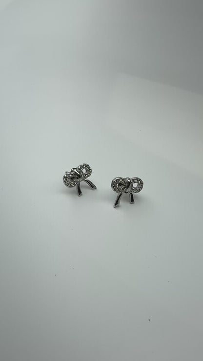 92.5% Sterling Silver Bow Stud Earrings