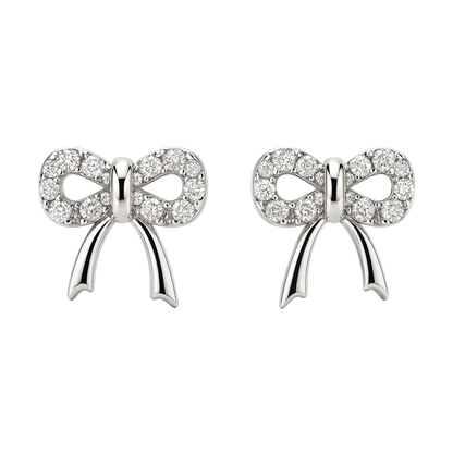 92.5% Sterling Silver Bow Stud Earrings