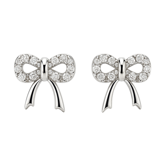 92.5% Sterling Silver Bow Stud Earrings
