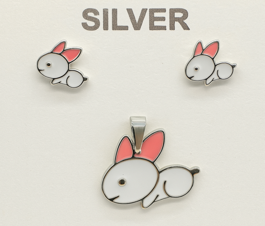 Hoppy Bunny 92.5% Sterling Silver Set